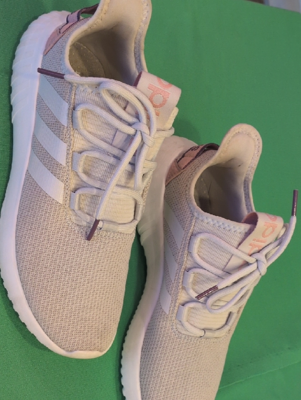 adidas Light Grey Knit Slip-On Sneakers with White Stripes